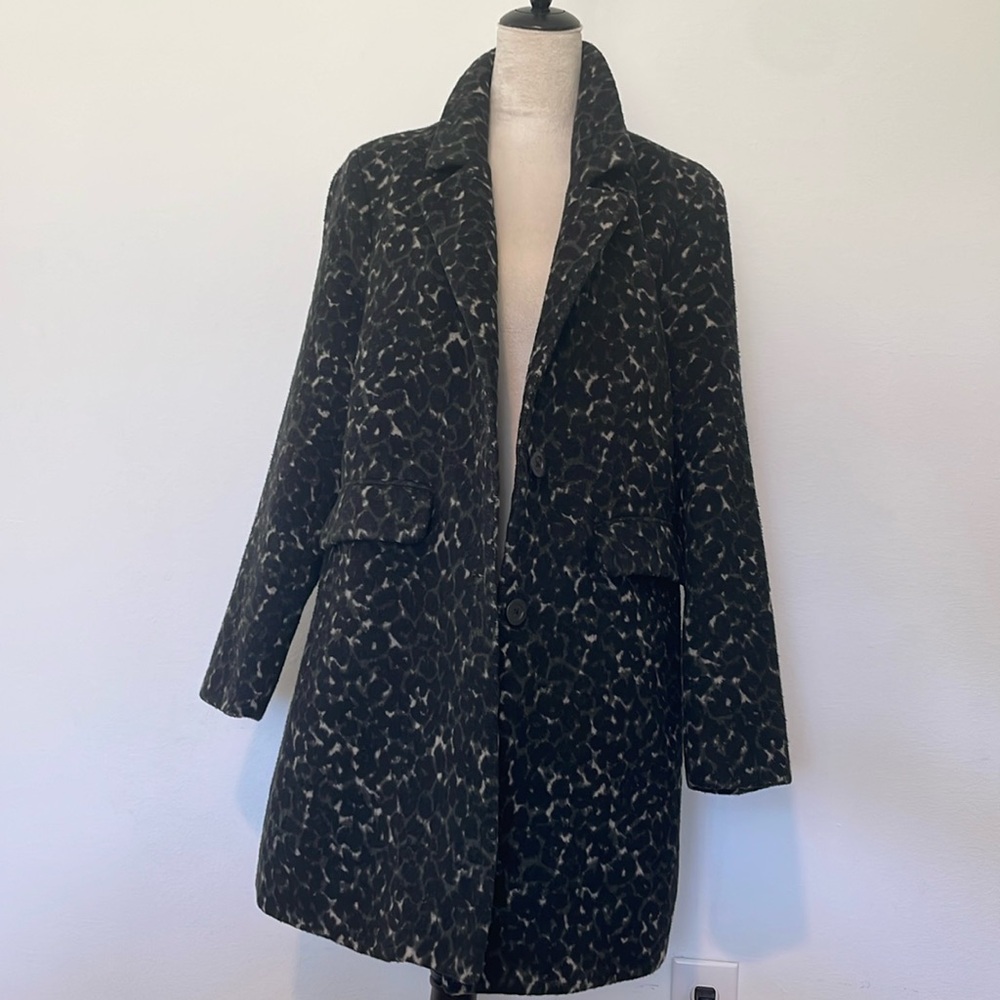 Black Leopard Wool Jacket